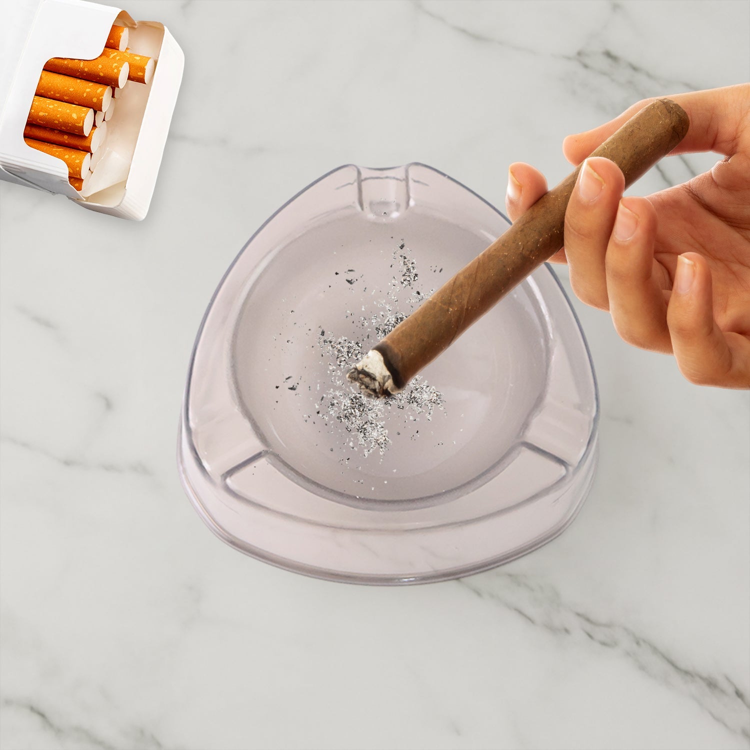 Oblivion Transparent White Ashtray with Cigarette Holder Grooves – Modern Smoke Disposal Tray (1 Pc) Oblivion Transparent White Ashtray with Cigarette Holder Grooves – Modern Smoke Disposal Tray (1 Pc)